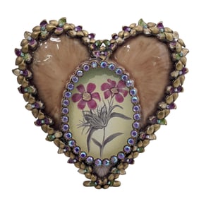 Signed Jay Strongwater Heart Enameled Jeweled Picture Frame