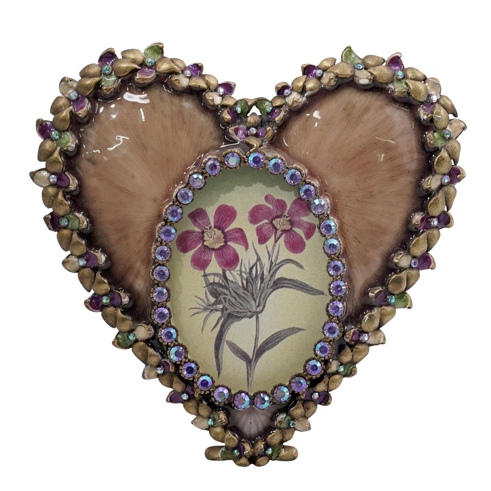 Signed Jay Strongwater Heart Enameled Jeweled Picture Frame (1 of 5)