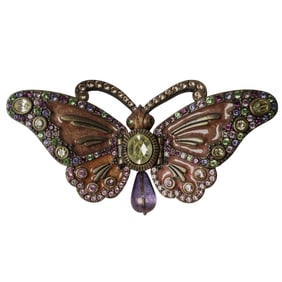 Jay Strongwater Double Lidded Jeweled & Enamel Butterfly Trinket Box