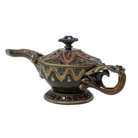Jay Strongwater Enamel Oil Lamp Trinket Box