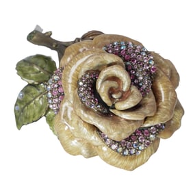 Jay Strongwater Enamel Rose Trinket Box