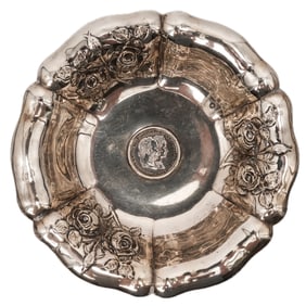 Munzschale Coin Silver Bowl With Dual Habsburg Commemorative Medal