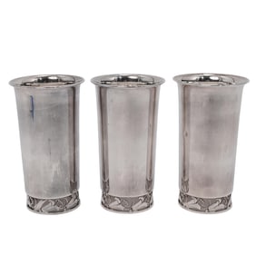(3 pcs) Art Nouveau Sterling Silver Tumblers