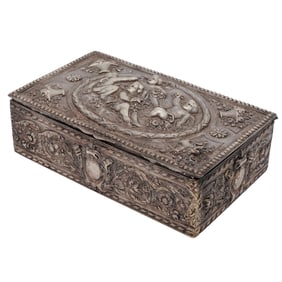 German 800 Silver Repousse Cherub Box