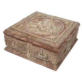 Incolay Stone Neoclassical Motif Carved Box