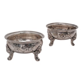 Pair of Antique Allcock and Allan Co. Sterling Salt Cellars