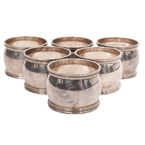 (6 pcs) Antique 950 Silver Napkin Rings