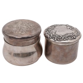 (2 pcs) Antique Sterling Silver Vanity Jars
