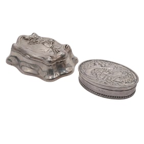 (2 pcs) Antique Sterling Silver Trinket Boxes