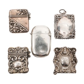 (5 pcs) Antique Sterling Stamp Cases