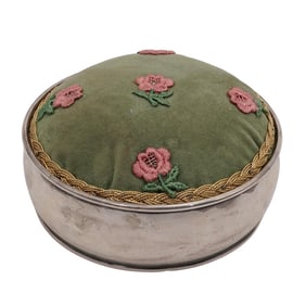 Spaulding-Gorham Sterling Silver and Floral Velvet Pin Cushion