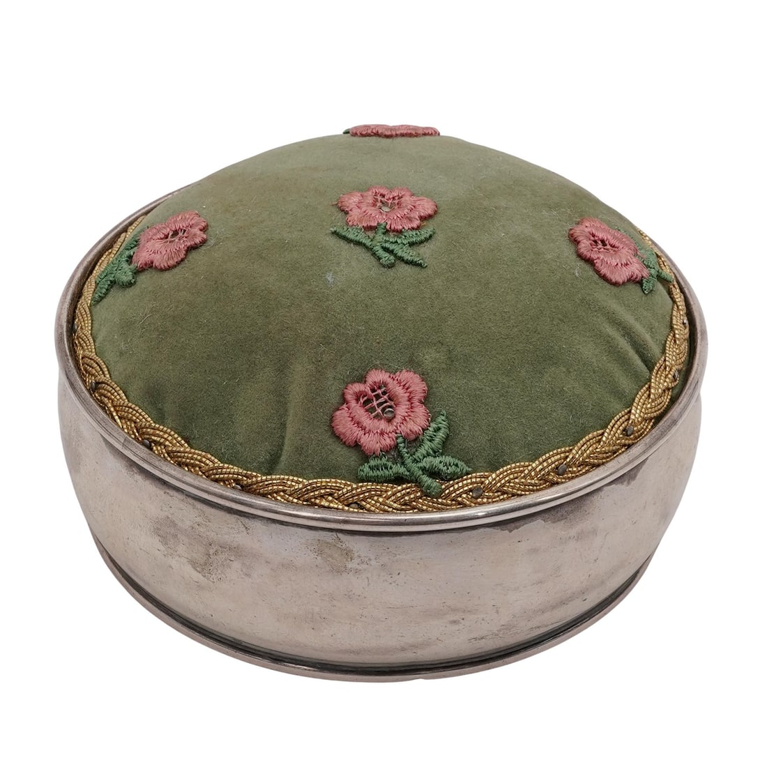 Spaulding-Gorham Sterling Silver and Floral Velvet Pin Cushion (1 of 7)