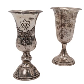 (2 pcs) Sterling Silver Judaic Kiddush Cups