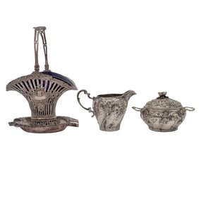 (4 pcs) Antique German Silver Decorative Tableware