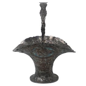 E.G. Webster & Son Silver Plated Repousse Basket