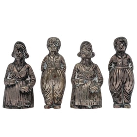 (4 Pc) 800 Silver European Silver Salt and Pepper shakers.