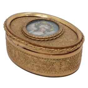 Antique French Ormolu Portrait Trinket Box