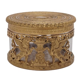 Antique Grand Tour Gilt Brass Mounted Glass Jar