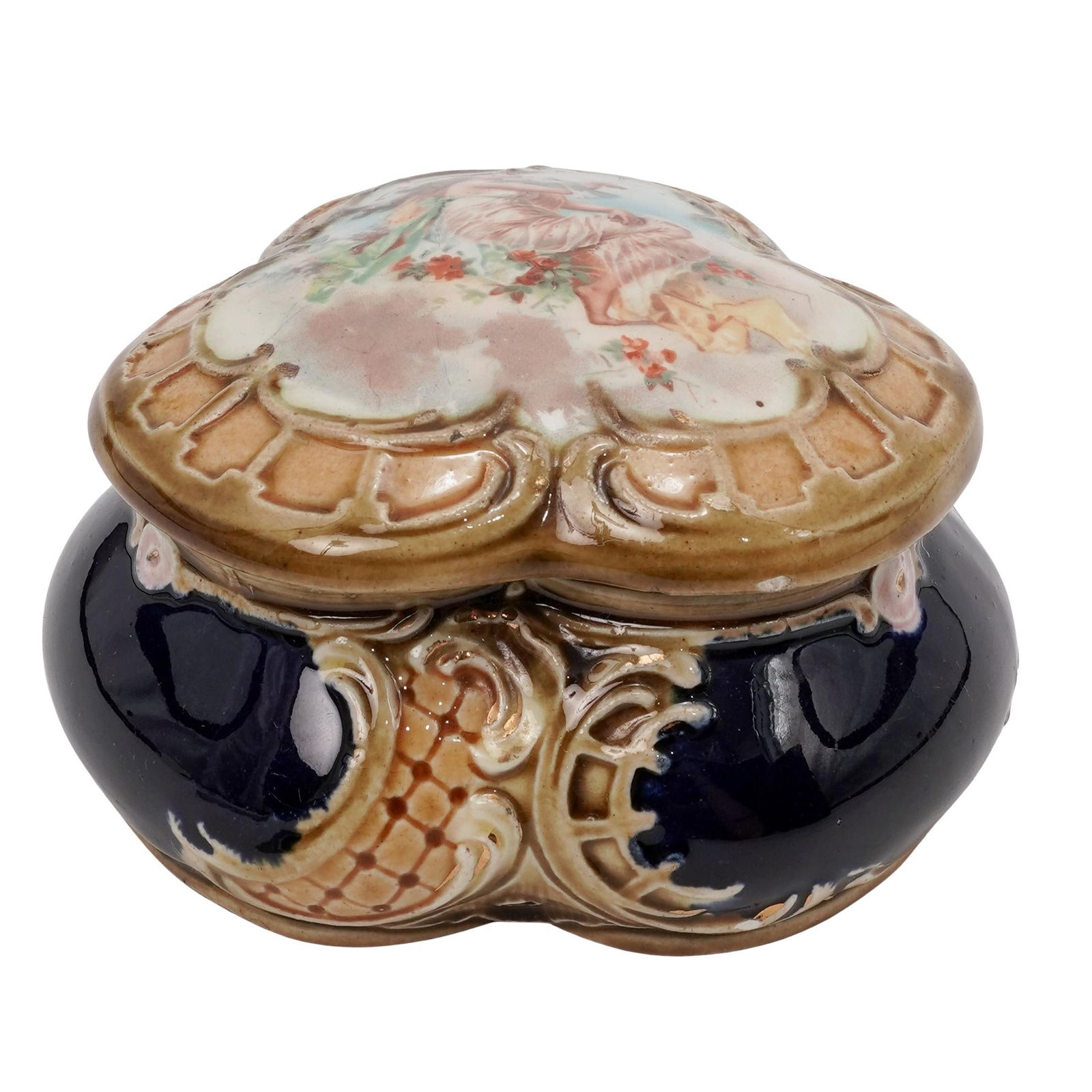19th C. French Majolica Art Nouveau Dresser Box (1 of 7)