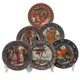 (6 Pc) Villeroy & Boch Boris Lvoryhin Russian Fairy Tale Plates