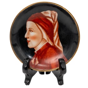 Italian Hand Painted Dante Alighieri Porcelain Portrait Plate