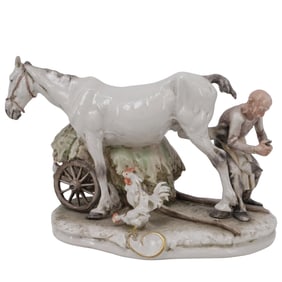 Giuseppe Cappe for Capodimonte Porcelain Group “Farrier with Horse