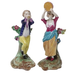 (2 Pc) Spode Copeland Chelsea Porcelain Musician Figurines
