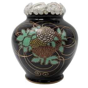 Antique Porzellanfabrik Fraureuth Porcelain Gilded Vase