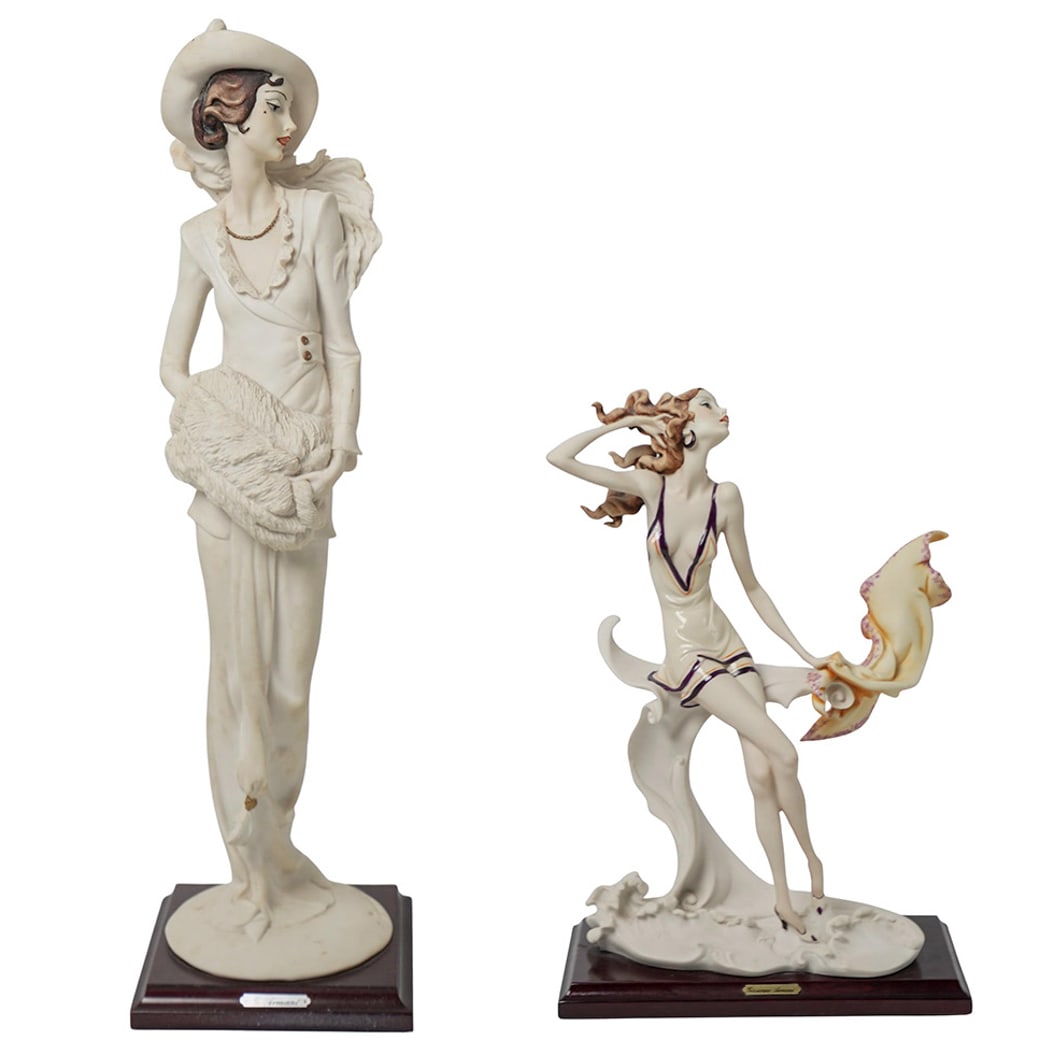 (2 Pc) Giuseppe Armani "Lady with Muff" Bisque Figurine: (2 Pc) Giuseppe Armani "Lady with Muff" Bisque Figurine1987, Italianx1 A bisque porcelain figurine titled "Summer Seashore" by Italian artist Giuseppe Armani (b. 1935 d. 2006). Signed "G Armani" on ba