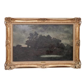 Jules Dupre (French, 1811-1889) Oil on Canvas Lakeside Landscape Painting