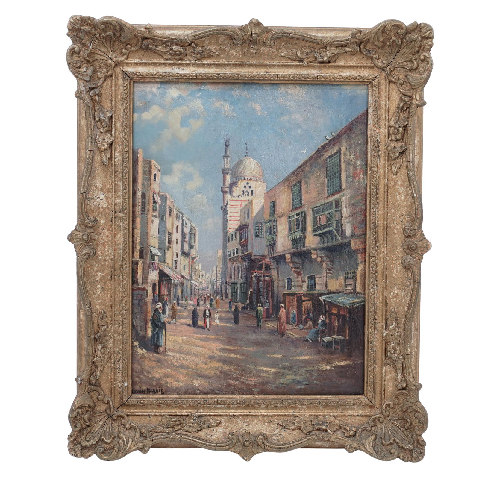 Edwin Harris (British, 1855-1906) Cityscape Oil on Canvas Painting (1 of 7)