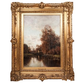 Fredericus Jacobus van Rossum du Chattel (Dutch, 19th cent.) Landscape Oil on Canvas Painting