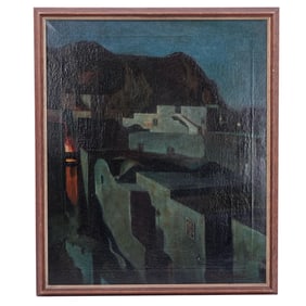 Louis Heinzman (German, 1905-1982) "Night in Capri" Oil Painting