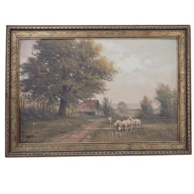 E. Weber Pastoral Sheep Oil on Canvas