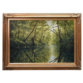 Dean Gioia (American) "River Canopy" Oil on Canvas Paintng
