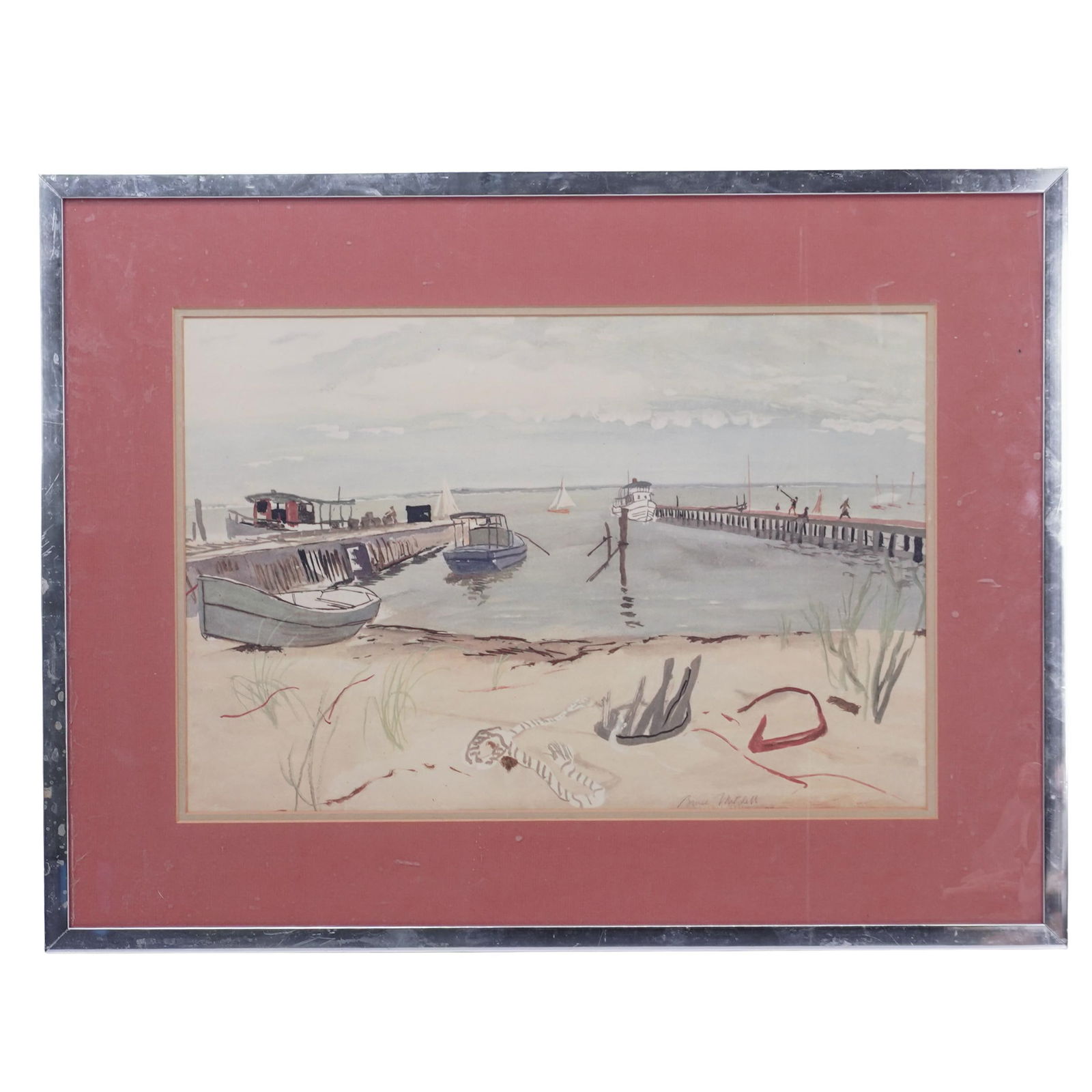 Bruce Mitchell (American, 1912-1995) "Fire Island Landing" Watercolor on Board (1 of 6)