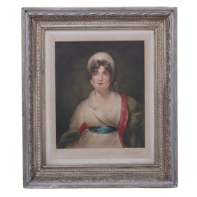 After Sir Thomas Lawrence Signed Mezzotint Portrait of "Mrs. Siddons"