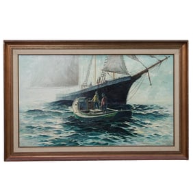 Murray Yorke (Canadian, b. 1931) Nautical Ship Scene Oil on Canvas