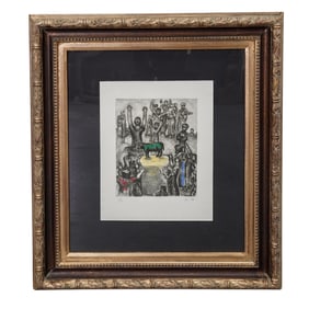 Marc Chagall (1887-1985) "Le Veau d'Or" Bible Series Colored Etching