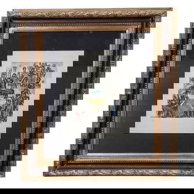 Marc Chagall (1887-1985) "Le Veau d'Or" Bible Series Colored Etching: Marc Chagall ( 1887-1985) "Le Veau d'Or" Bible Series Colored Etching1950s-1960s, FrenchColored etching titled "Le Veau d'Or" by artist Marc Chagall (French/Russian, b. 1887 d. 1985). It is part of hi