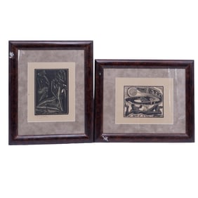 E.M Washington (USA. born 1962) Black and White Wood Engravings