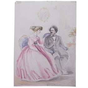 After France Gaul - Austrian (1837-1906) Original Watercolor and pencil Drawing on paper