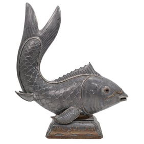 Large Pewter and Brass Koi Fish Sculpture