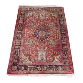 Persian Wool Blend Pink Ornate Floral Rug