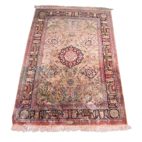 Persian Wool Blend Pink Ornate Floral Rug