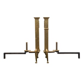 Pair of Antique Edwardian Style Bronze Andirons