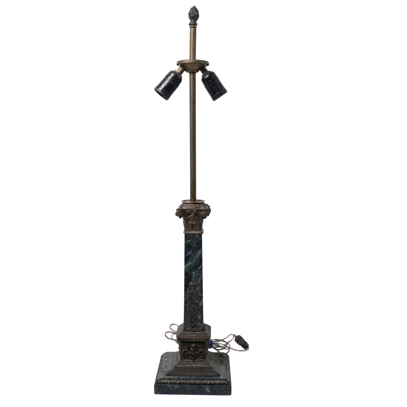 Antique Neoclassical Marble and Bronze Table Lamp: Antique Neoclassical Marble and Bronze Table Lamp20th century , FrenchAntique Large French Empire Style Marble and Bronze Table lamp with neoclassical design featuring cherubs in bronze on each side.H