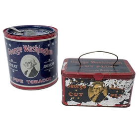 (2 Pc) Antique George Washington Tobacco Tins