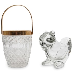 (2 Pc) WMF Crystal Ice Bucket & Squirrel Dish