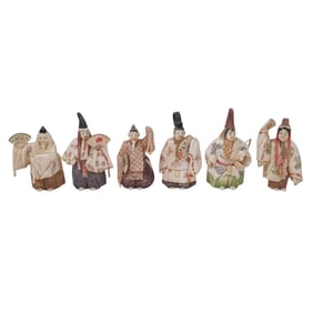 (6 Pc) Signed Japanese Carved Bone Polychrome Netsukes